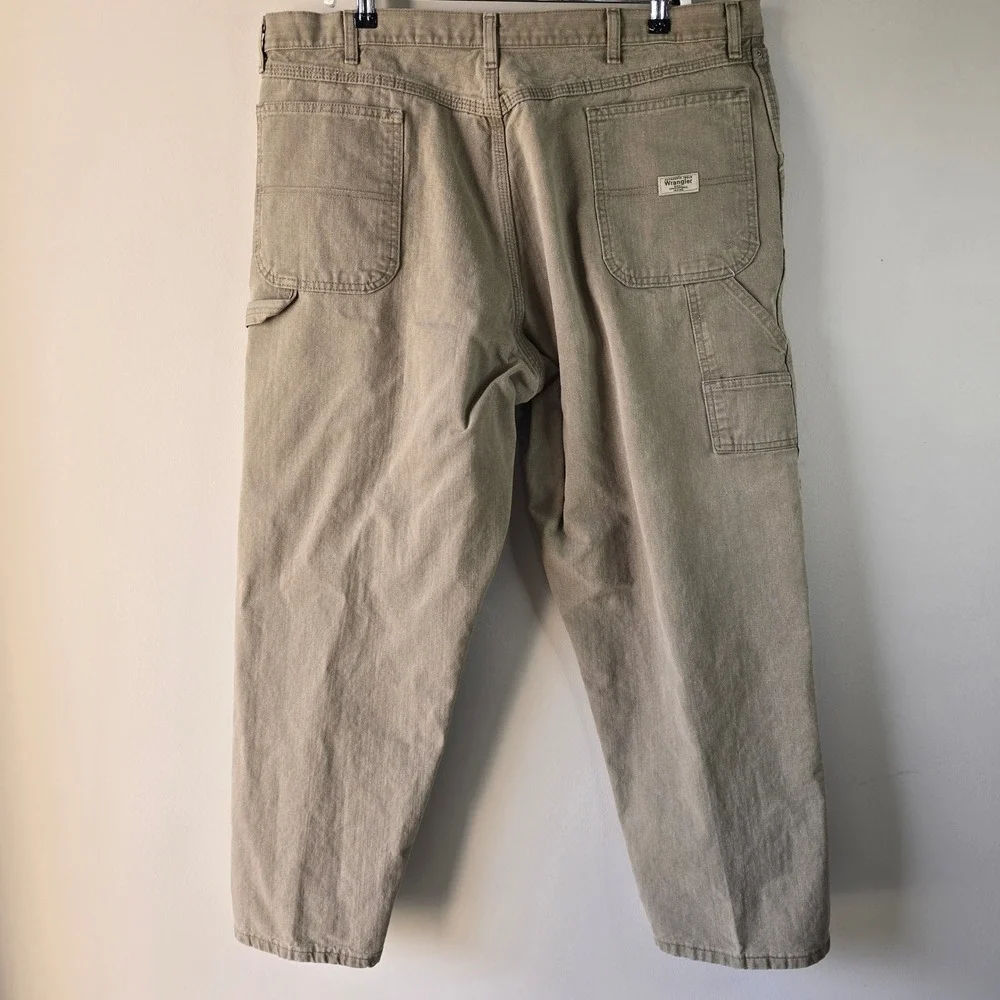 Wrangler Carpenter Jeans Beige Tan Mens 42 x‎ 30 Classic Fit Utility Workwear